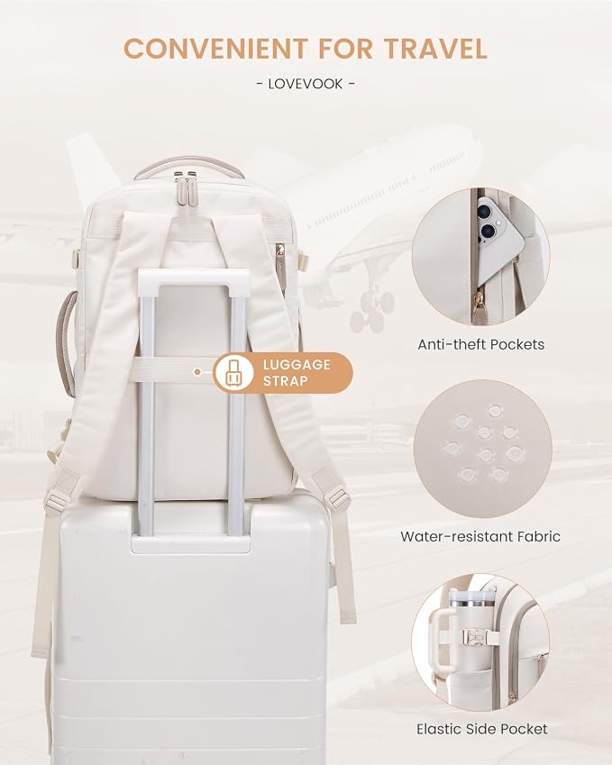 LOVEVOOK Travel Backpack for Women & Men, 50L Carry on Backpack Airline Approved, Large TSA Personal Item Travel Bag fits 17.3" Laptop, Business Weekender Bag for Essentials, 4Pcs - Image 8