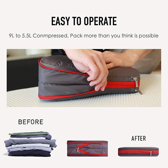 Bee Nesting BeeNesting Waterproof Compression Packing Cubes sets,Large Travel Packing organizers for Carry on Luggage,2 Sides Expandable Storage Bags - Image 3