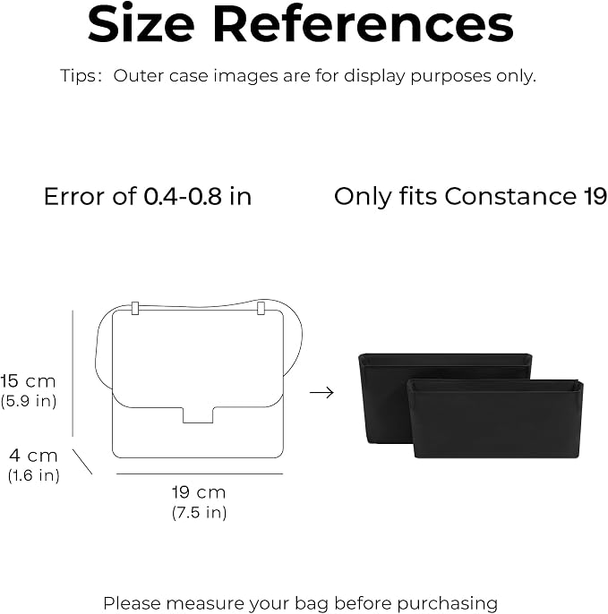 Purse Organizer Insert for HERMES Constance 19 Handbag,Custom Fit Inside Premium Matte Black Lightweight WaterResistant Tote Bag Insert - Image 2