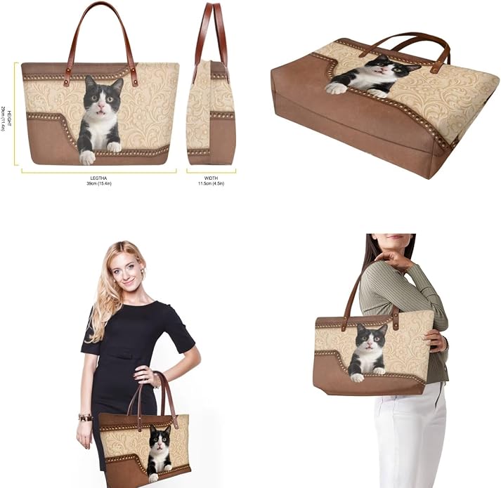 GIFTPUZZ Women Tote Bag Women Wallet Portable Cosmetic Bag for Women Bag Set 3 Pack PU Leather Bags with Zipper - Image 5