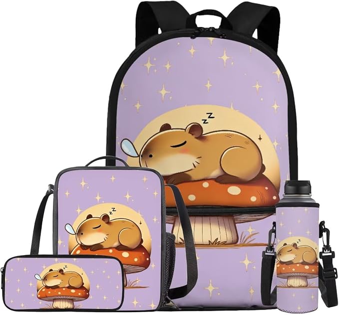 Brown Capybara 4Th Grade Backpack for Girls Large Capacity Elementary Schoolbag Primary Middle School Bookbag Cute Back to School Gifts for Students by Bivxisrvo