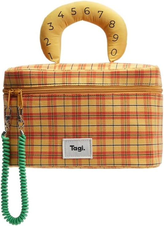 Tagi. Callme Hotdog Large Capacity Travel Makeup Bag, Waterproof Polyester Cosmetic Bag for Women, Wide-Open Flat Pouch for Toiletry & Travel, Portable Organizer with Handle & Dividers by Tagi