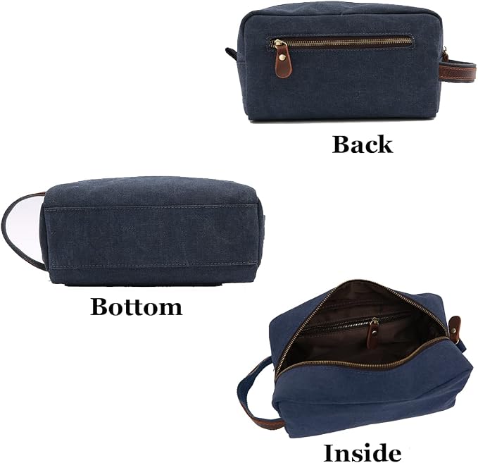 Personalized Toiletry Bag Embroidery Canvas Dopp Kit Custom Gift Monogrammed Shaving Bag With Zipper For Men And Women (Grey) - Image 4