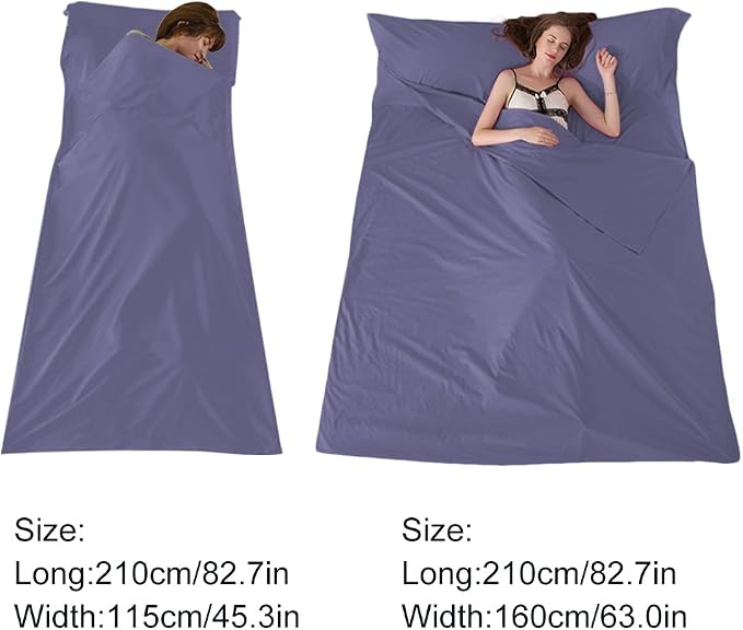 Lightweight Sleep Sack, Compact Sleeping Bag Liner Travel Sheets for Hotel | Soft Breathable Adult Sleep Sack, 4 Season Travel Sheet for Hostel Camping Backpacking Hiking, Machine Washable, 3 Sizes - Image 7