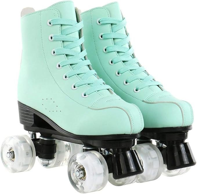 YYW Roller Skates for Women Men, High Top PU Leather Classic Double-Row, Indoor Outdoor, Beginner Shoes Bag - Image 3