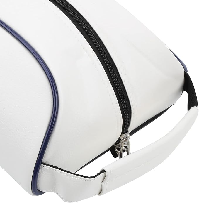 Golf Shoe Bag for Men & Women, PU Leather Travel Shoes Carrier Bag, Dustproof and Lightweight Outdoor Golf Accessories Storage for Sport Shoes, Socks, Tees & Balls(White) - Image 7