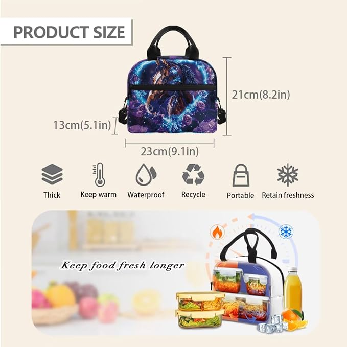 Custom Horse Girls Bookbags Back to School Personalized Backpack Laptop Floral Schoolbag with Lunch Bag and Pencil Box Set 3-in-1 for Teens Girls High School, Purple - Image 5