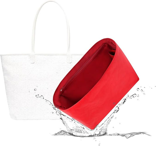 Lightweight Bag Insert for Artois PM, Side Zipper, Red | Bottle Holder and Side Zip, Smooth Satin Interior, Easy-Care Outer Surface, Multiple Color Options, Structured Yet Flexible by 19NeatThin