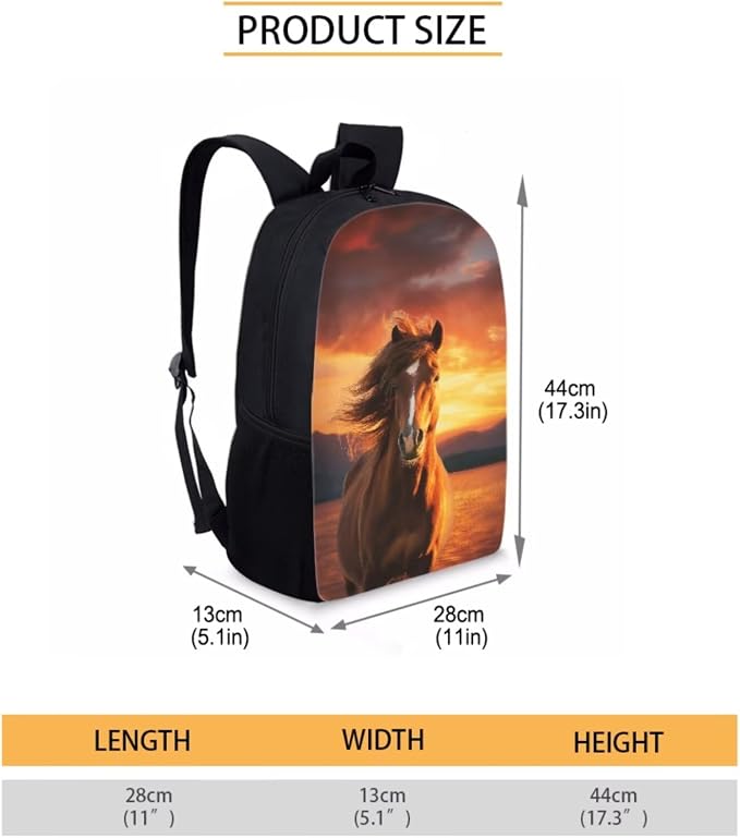 Horse Backpack with Lunch Box Kids Girls 6-8/8-10 Sunset Elementary School Bookbag for 4th Grade Primary Book Bags Lunch Bag Pencil Case Water Bottle Holder 4 in 1 Set Preschool Back Pack - Image 4