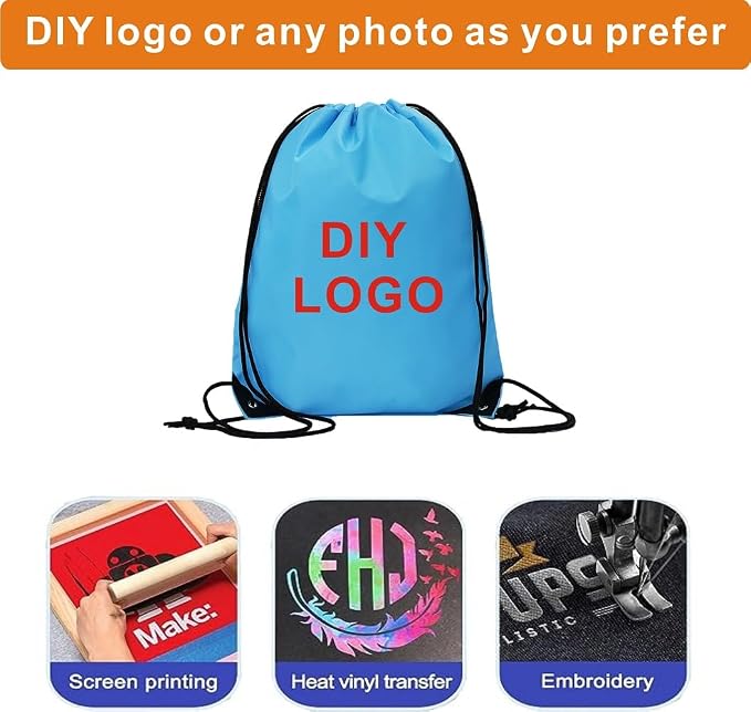 Drawstring Backpack Bulk 50 Packs Draw String Backpack Bags DIY Gym Sports Traveling Trip ride Pedestrianism Yoga Cinch Bag Sackpack Drawstring (sky blue) - Image 6
