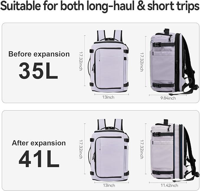 Carry On Travel Backpack Flight Approved Laptop Backpack for Women Men | Personal Item Travel Bag, Casual Weekender Daypack with Wet Pocket for Business, Hiking - Image 5