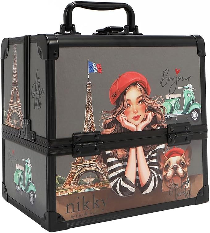 Nicole Lee Nikky Bag Multi-Tier Cosmetic Organizer Case, EIFFEL DREAMS, PVC and Aluminum Frame (EIFFEL DREAMS) - Image 4