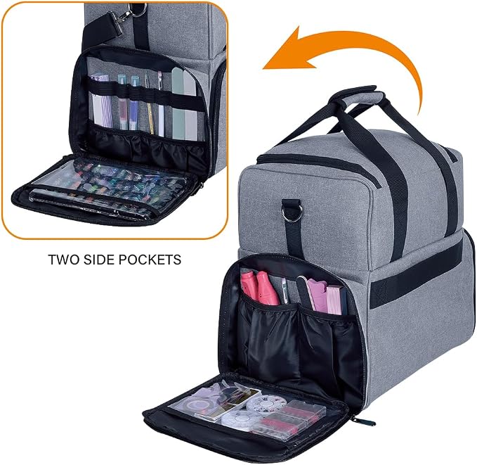 Large Makeup Bag Double Layer with 3 Removable Case,Grey | Large Makeup Bag with 3 Removable Case and 2 Removable Dividers Double Layer Travel Cosmetic Makeup Brushes Storage Section - Image 3