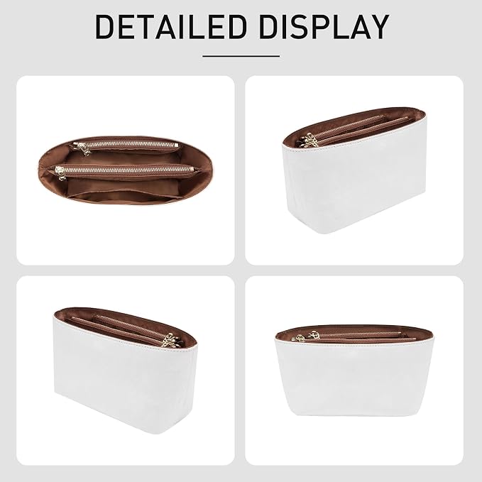 Purse Organizer Insert Compatible with LV Neverfull BB, Premium DopontPaper Bag Organizer Lightweight Water Resistant Purse Insert Divider Shaper for Tote Handbags, White-brown/XS - Image 8