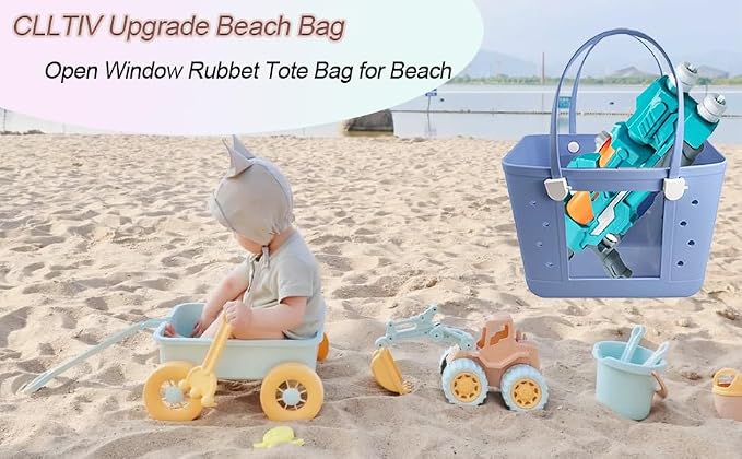 Rubber Beach Bag for Women, Waterproof Travel Tote Bags for Beach | Waterproof Sand-proof Tote Bags with Zipper Pocket, Durable Lightweigh Tote Bag for Outdoor - Image 5