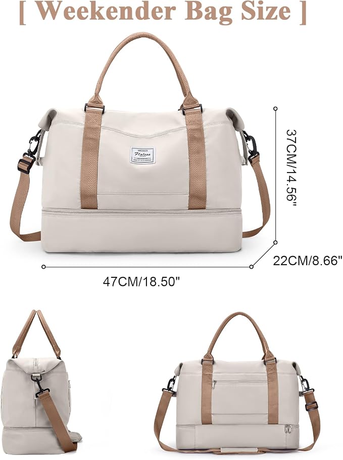 Travel Duffel Bag with Shoes Compartment,Weekender Bags for Women Travel | Overnight Carry-On Bag with Toiletry Bag, For Spirit Airlines 18x14x8 Personal Item Bag - Image 4