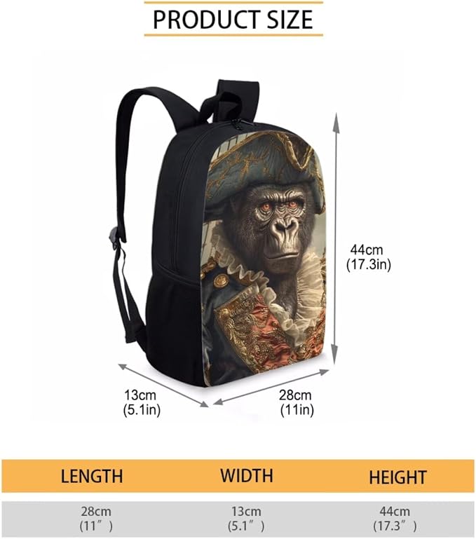 17 Inch Animal Print School Backpack And Lunch Box Set for Kids Lightweight Amazing Gorilla Backpack for Boys Girls Sturdy School Bag with Insulated Lunchbox Pencil Case Student Bookbag - Image 7