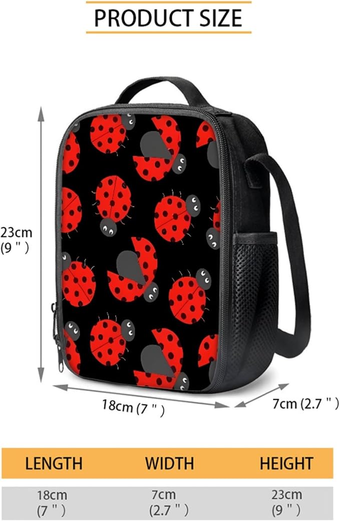 Forchrinse Red Ladybug Backpack for Kids Children Student Bookbag Set with Lunch Box Bag and Pencil Bag for Kids Toddler Girls,3 Pieces - Image 4