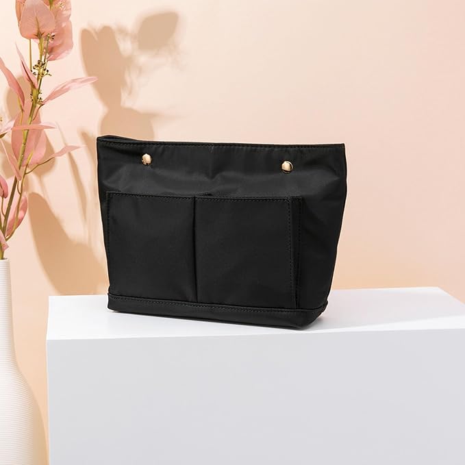 Lightweight Handbag Organizers Insert with Multiple Pockets Handbag Organizer for Storage and Organization Cosmetic Bag (Nylon-black,S) - Image 6