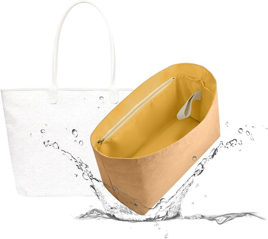Lightweight Bag Insert for Artois MM, Side Zipper, Yellow | Bottle Holder and Side Zip, Smooth Satin Interior, Easy-Care Outer Surface, Multiple Color Options, Structured Yet Flexible by 19NeatThin