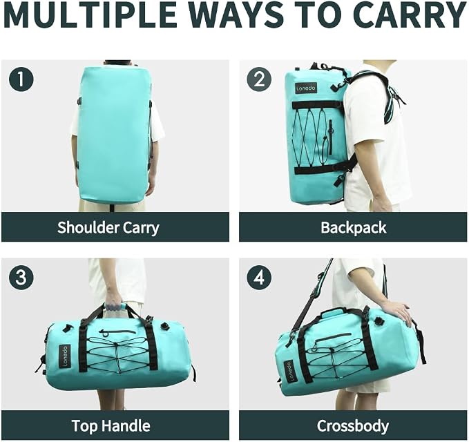 80L Dry Bag Large Waterproof Bag Roll-Top Heavy Duty Fishing Duffel Bag with Durable Straps & Handles for Kayaking Paddle boarding Boating Rafting Fishing - Image 5