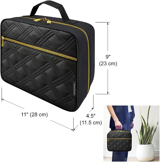Large Quilted Pill Bottle Organizer & Travel Medicine Bag, Black | Prescription bottle organizer with 10 individual bottle pockets and padded storage for medications, supplements, vitamins - Image 3
