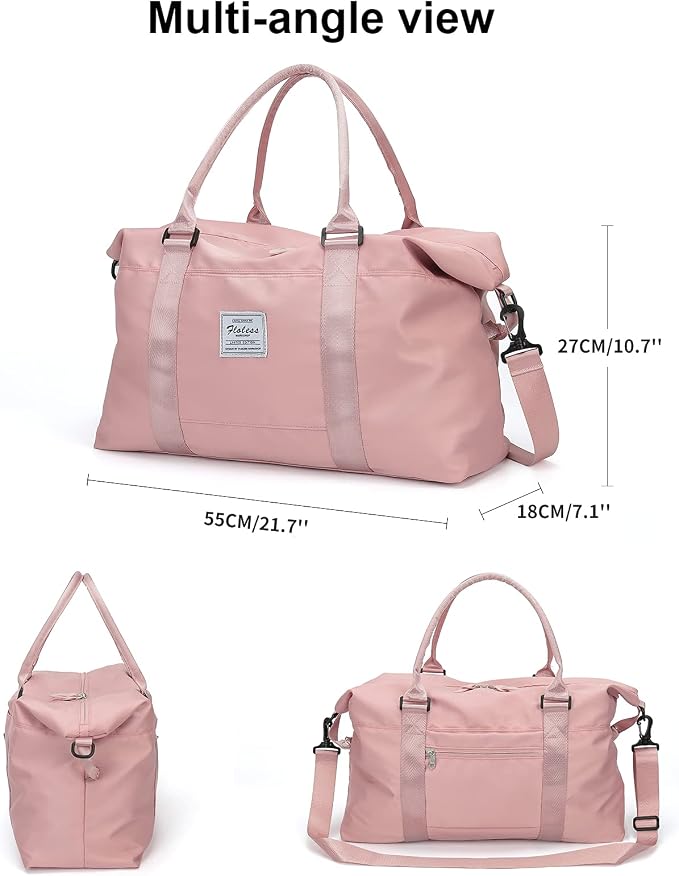 Travel Duffel Bags for Women,Weekender Overnight Bag with Wet Pocket & Toiletry Bag,Carry On Personal Item Bag,Travel Tote Gym Bag, Pink, Large - Image 5