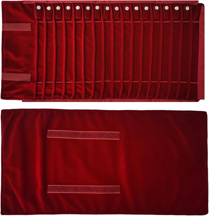 Travel Necklace Organizer, Tangle Free Jewelry Case, 16 Slots | Foldable,LightWeight Compact, Velvet Lining Jewelry Storage Bag for Chain Bracelet, Gift for Women Girls,Burgundy - Image 3