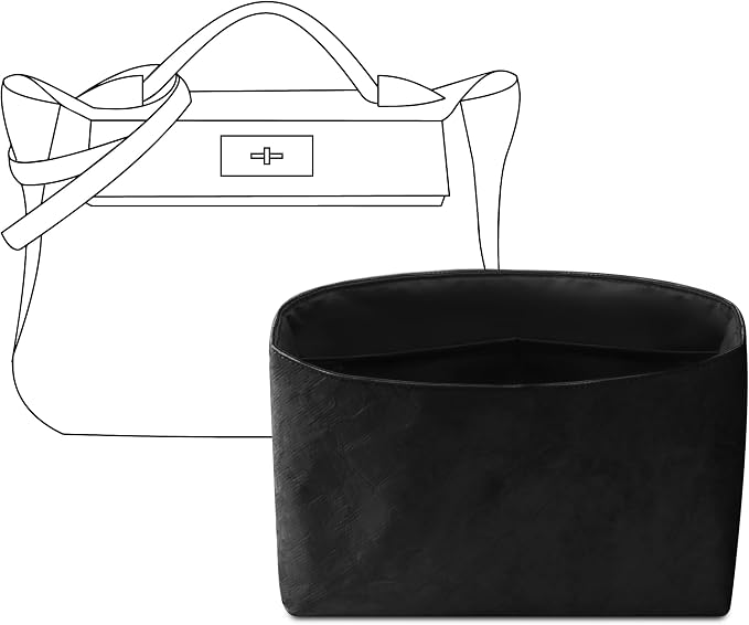 Purse Organizer Insert for HERMES 2424 Mini Handbag,Custom Fit Inside Premium Matte Black Lightweight WaterResistant Tote Bag Insert Accessories by FANJIProject