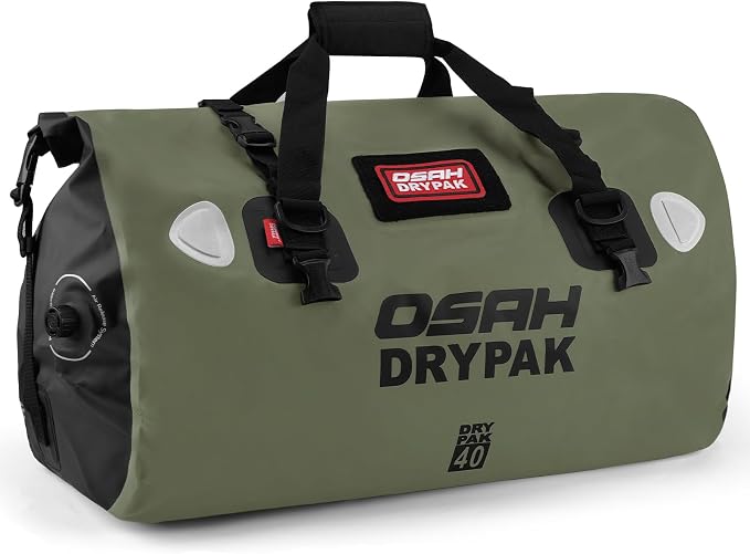 OSAH DRYPAK Waterproof Duffel Bag - Motorcycle Dry Bag Tail Bag with Large Storage Space, Waterproof Luggage Duffle Bags with Outer Mesh Zipper Pocket for Camping, Kayaking, Fishing & Traveling by OSAHDRYPAK