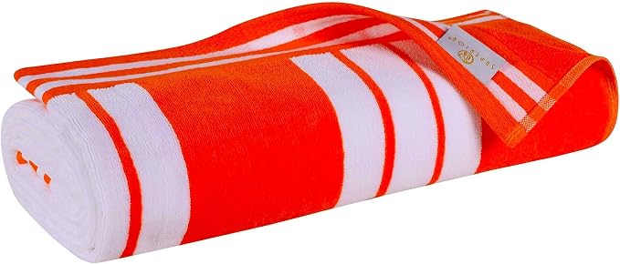Superior Cotton Cabana Striped Beach Towels, Colorful Towels for Adult, Kid, Pool, Swimming, Sand, Travel, Large Oversized, Absorbent, Fast Drying, Bath Basics, Cabana Collection, 1 Piece, Coral - Image 9