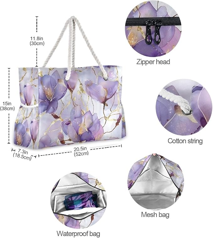 senya Large Beach Bags Totes Swim Canvas Tote Shoulder Bag Water Resistant Bags for Gym Travel Daily - Image 5