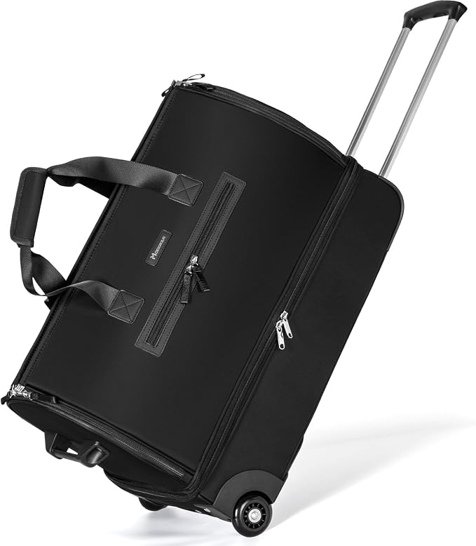 Modoker Convertible Rolling Garment Bag for Travel, Suit Travel Bag with Trolley, Garment Duffel Bag with Wheels & Shoes Compartment for Business Trip, Weekender - Black by Modoker