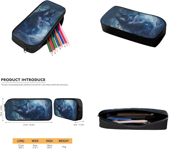 Galaxy Wolf Backpack for Boys Girls Backpack with Lunch Box Water Bottle Pouch and Large Capacity Pencil Case 4PCS Set Bookbag with Front Pocket for School 17" Lightweight School Bag for Kids - Image 5