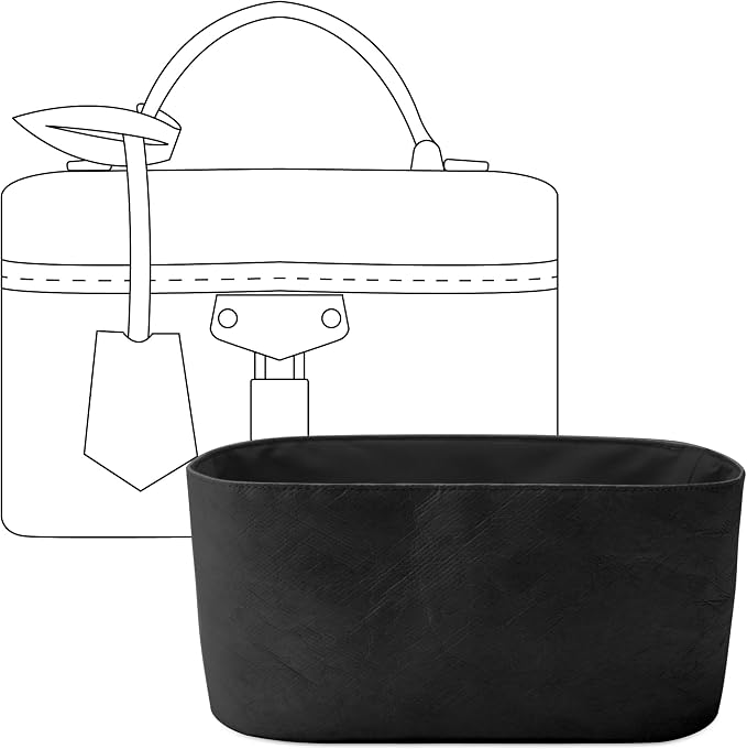 Handbag Organizer Compatible with LV Vanity Chain Pouch | Handcrafted DuPont™ Tyvek®,Matte Black,Precision 1:1 Custom Fit, Keeps Work,Travel Organized,Purse Organizer Insert (Zipper) by FANJIProject