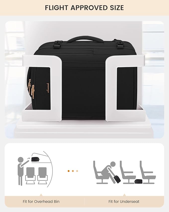 LOVEVOOK Travel Backpack For Women & Men with Waist Strap,40L Waterproof Carry On Backpack Luggage Travel Essentials Flight Approved,TSA Personal ltem Travel Bag Weekender Daypack with 3 Packing Cubes - Image 3