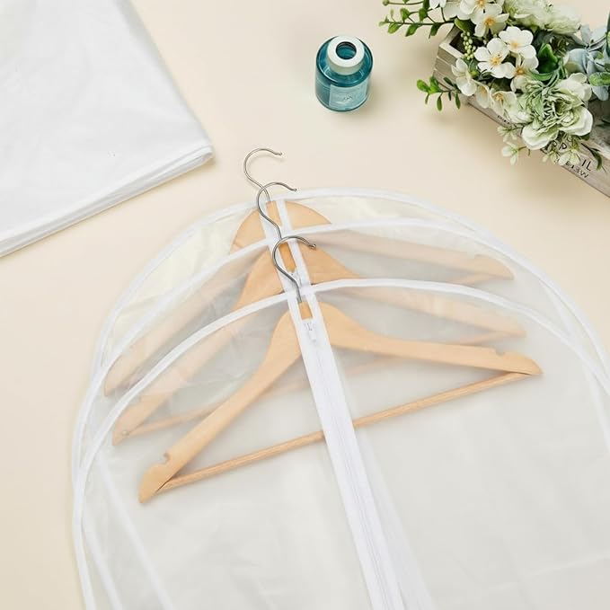 Amylove 40 Pcs 24 x 40 Inch Garment Bags Bulk Hanging Clothes Storage Covers for Closet Organization Dustproof Long Dress Bag Set for Wedding Dresses Gowns Coats Travel Suit (Translucent) - Image 7