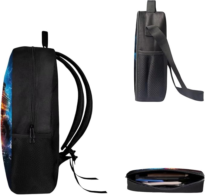 AFPANQZ Kids Backpack 3 Pieces Set Large Capacity School Bags with Heat Insulated Lunch Bags Small Pencil Bags 3 Pack - Image 3