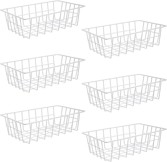 Orgneas Freezer Organizer Bins Metal Wire Storage Baskets for Upright Refrigerator Chest Freezer, Kitchen Pantry Storage and Organization for Fruit Vegetable Soda Cans Toys and Snacks, Set of 6 by Orgneas