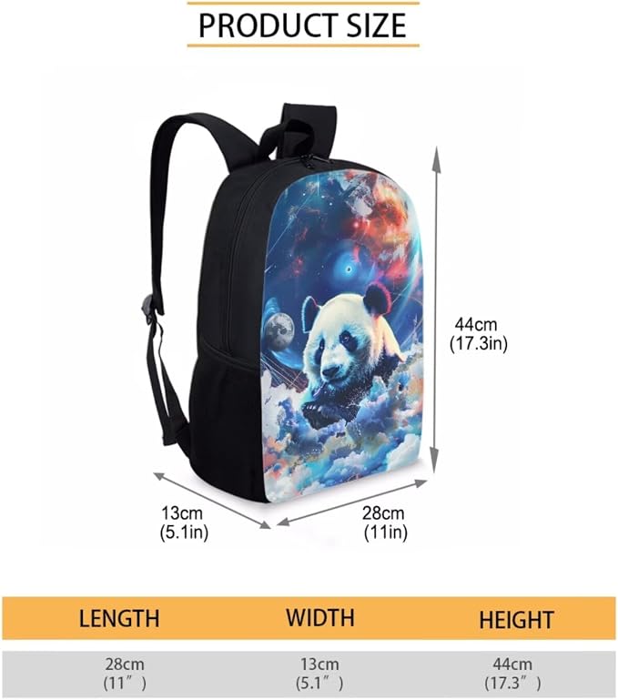 17 Inch Animal Print School Backpack And Lunch Box Set for Kids Lightweight Cool Planet Panda Backpack for Boys Girls Sturdy School Bag with Insulated Lunchbox Pencil Case Student Bookbag - Image 7