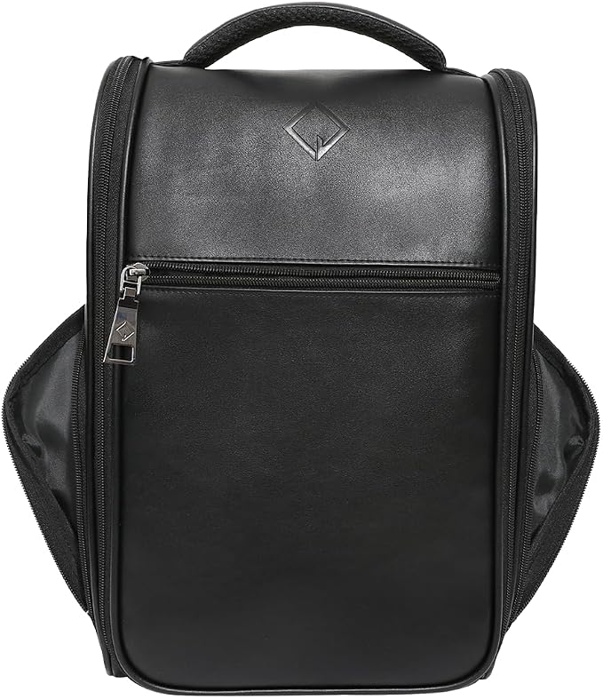 CaddyDaddy Premium Golf Shoe Bag Zipper Sports Shoe Strap Bag with Side and Front Accessory Pocket for Storing Golf Accessories Golf Shoe Carry Bags (LUX Synthetic Leather | Black) - Image 6