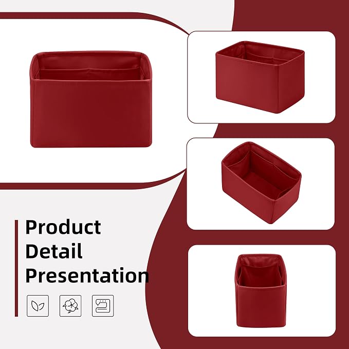 DGAZ Silk Purse Organizer Insert Fits LV Speedy 16/20/25/30/35/45 bags，Silky Smooth Bag Organizer，Luxury Handbag & Tote Shaper（Wine Red，SP35） - Image 6