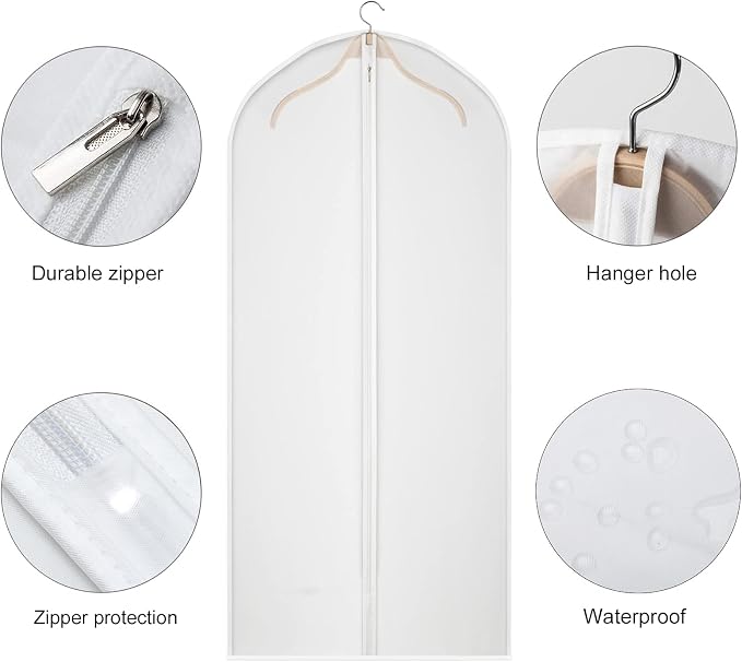 Clear Garment Bags Suit Bag for Closet Storage Set of 12 Hanging Dress Cover Bag with Zipper for Suit, Coat, Long Dresses Clothes Storage-24” x 40”/50”/60” - Image 5