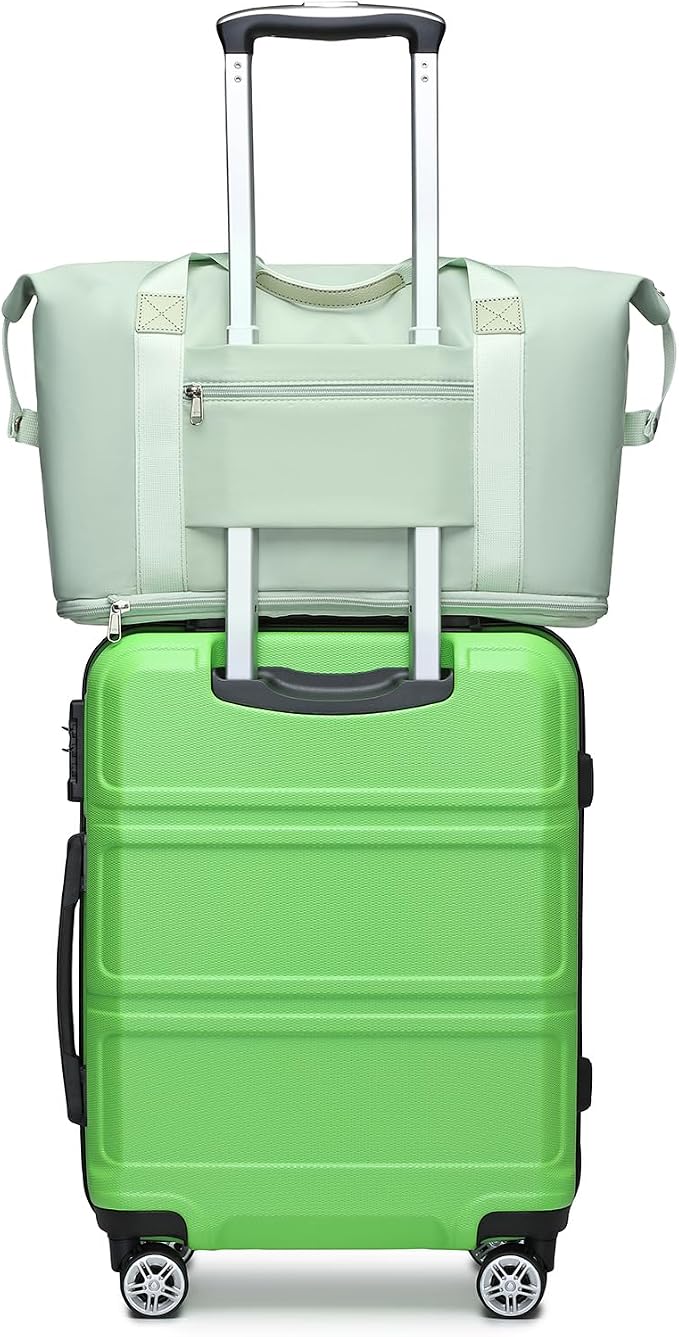 Kono Luggage Set 4 Piece Carry On Hardside Luggage with Spinner Wheels | Lightweight PC+ABS Carry On Suitcase with TSA Lock Apple Green - Image 8