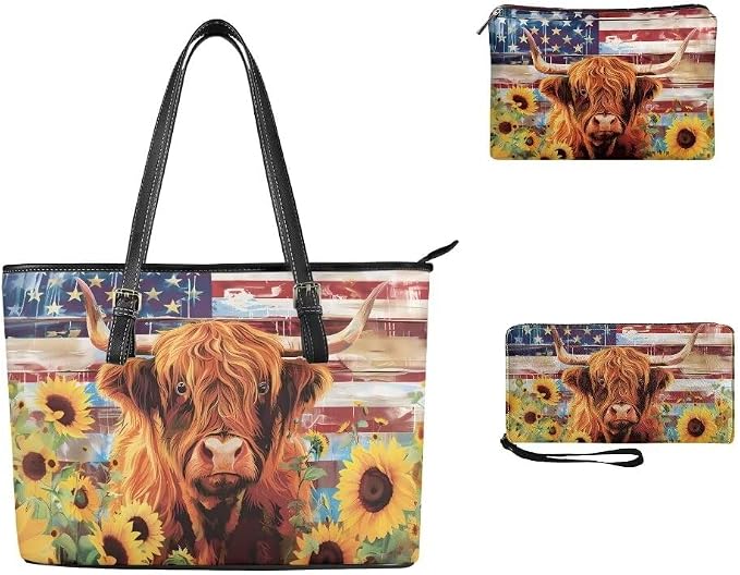 Women Purse Handbags Wallet Sets Leather Shoulder Tote Bag for Women,Top Handle Purse with Wrist Wallet Bag - Image 3