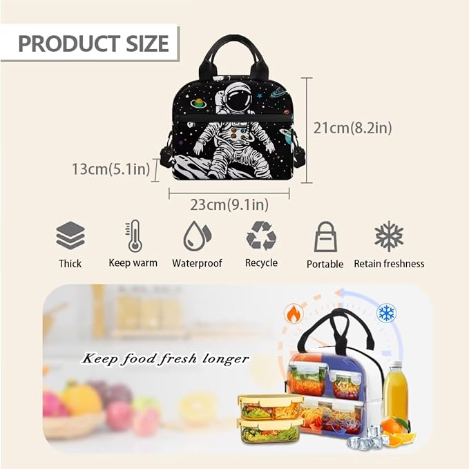Astronaut Bookbag for Boys Preschool Elementary Kindergarten Backpack for Kids Lightweight 3Pcs School Bag Set with Lunch Bag and Pencil Box - Image 5