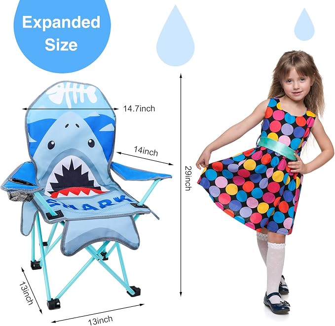 KABOER Kids Outdoor Folding Camping Chair with Cup Holder Carrying Bag | Portable Camping Chair for Beach Picnic Camping Travel Lawn Ages 3-10 - Image 2