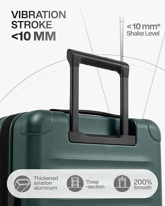 Coolife Carry On Luggage Suitcase : 22x14x9 Airline Approved Travel Luggage with Spinner Wheels, Front Pocket Expandable Hardshell Suitcases with TSA Lock Green - Image 5