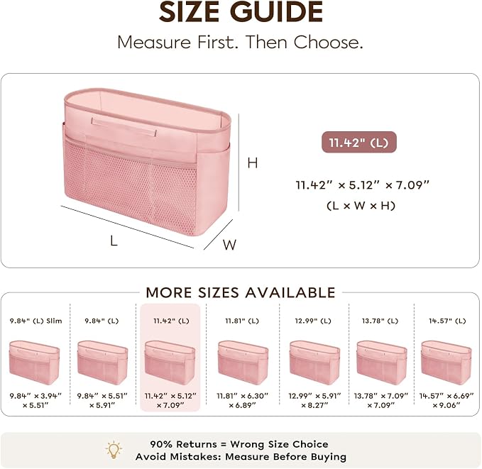 GIVLEFLY Purse Organizer Insert for Tote Bag, Medium Bag Organizer Insert with Zipper Pocket, Multi Pocket Handbag Organizer, Structured Purse Liner Shaper - Image 9