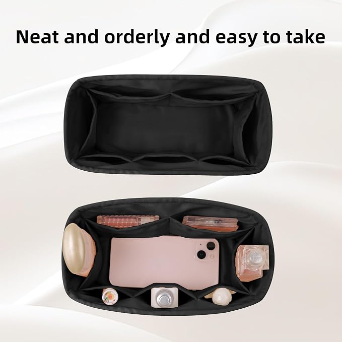 DGAZ Silk Purse Organizer Insert for Birkin Bag(Black, BK35) | Soft and Lightweight,Perfect Fit,Multi-pocket Storage,Bag Protector,Luxury Bag Care,Handmade,for Smooth Bag Organizer - Image 6